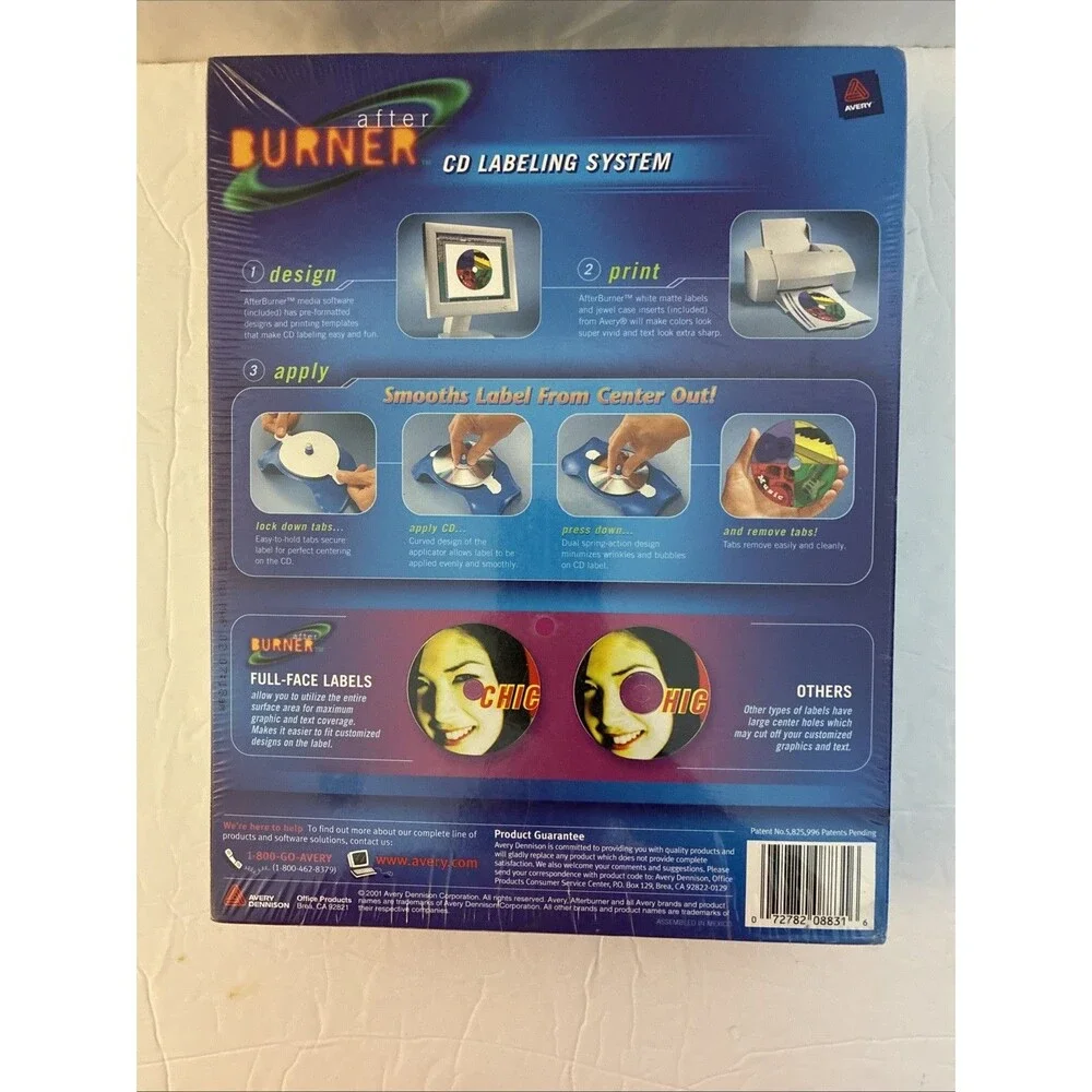 NEW Avery AfterBurner CD/DVD Labeling System Complete Kit Factory Sealed